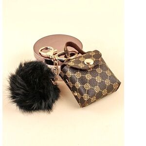 Graphic Pom-Pom Coin Purse Bag Charm Key Chain